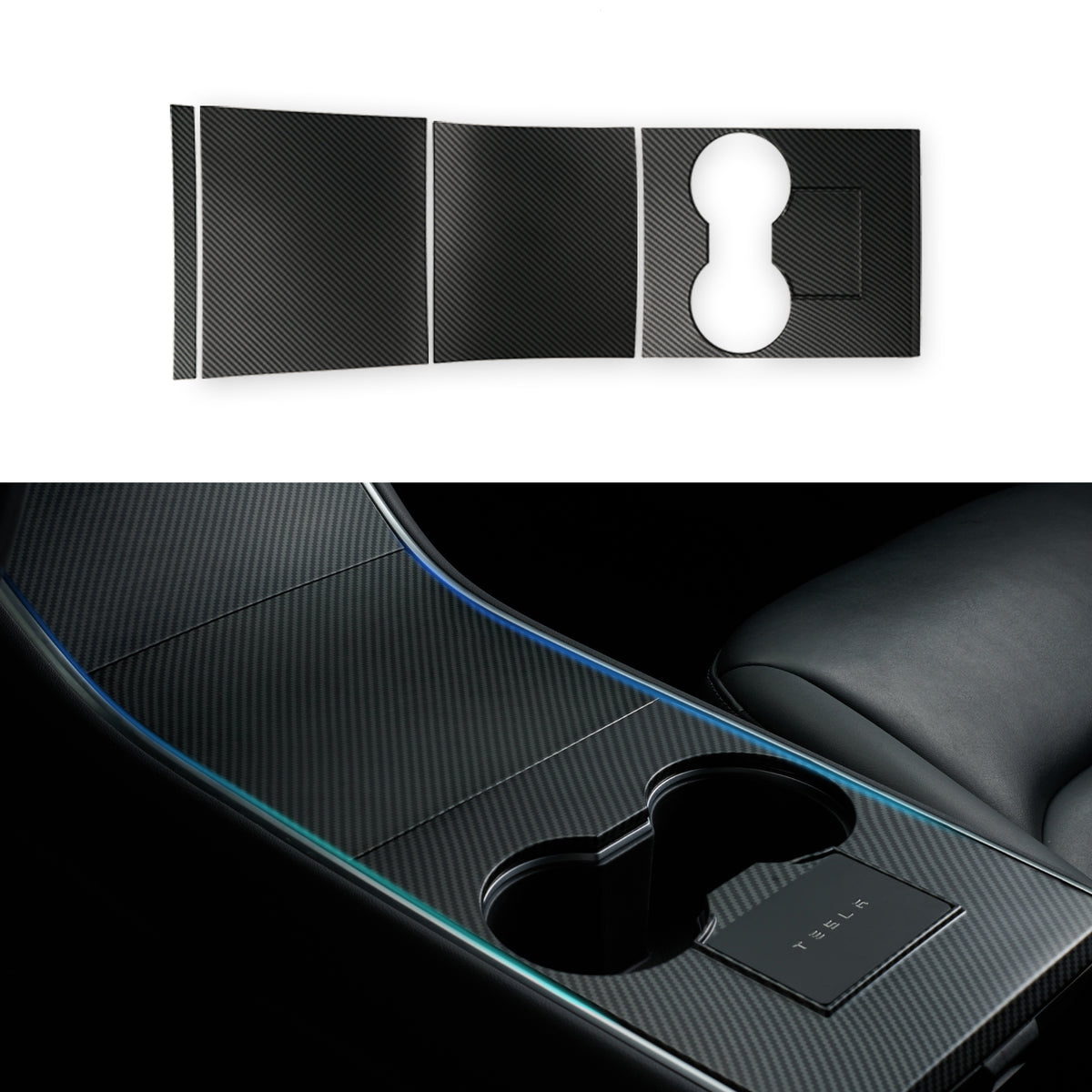Nestour 2016-2020 Model 3 / Y Console Wrap (Matte Carbon Fiber)