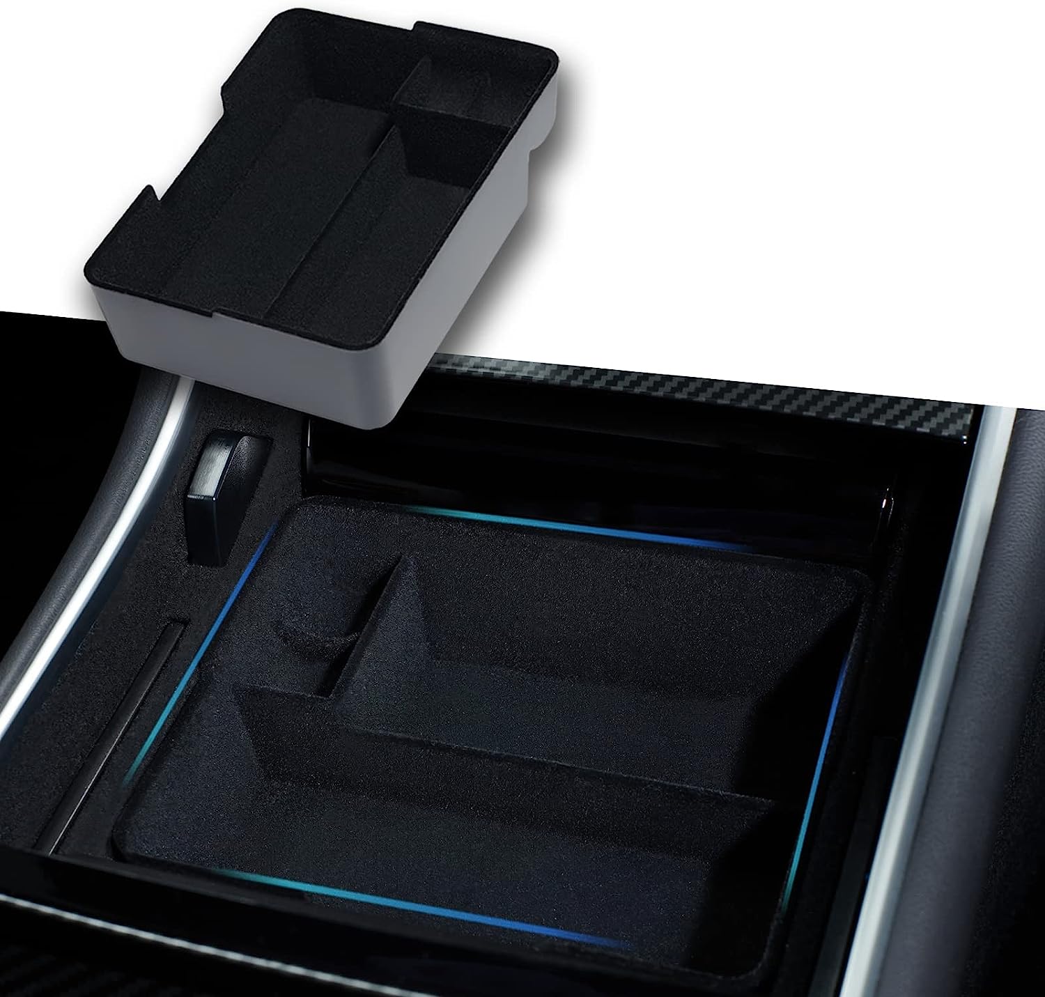 Nestour 2016-2020 Tesla Model 3 / Y Center Console Organizer  (Flocking)