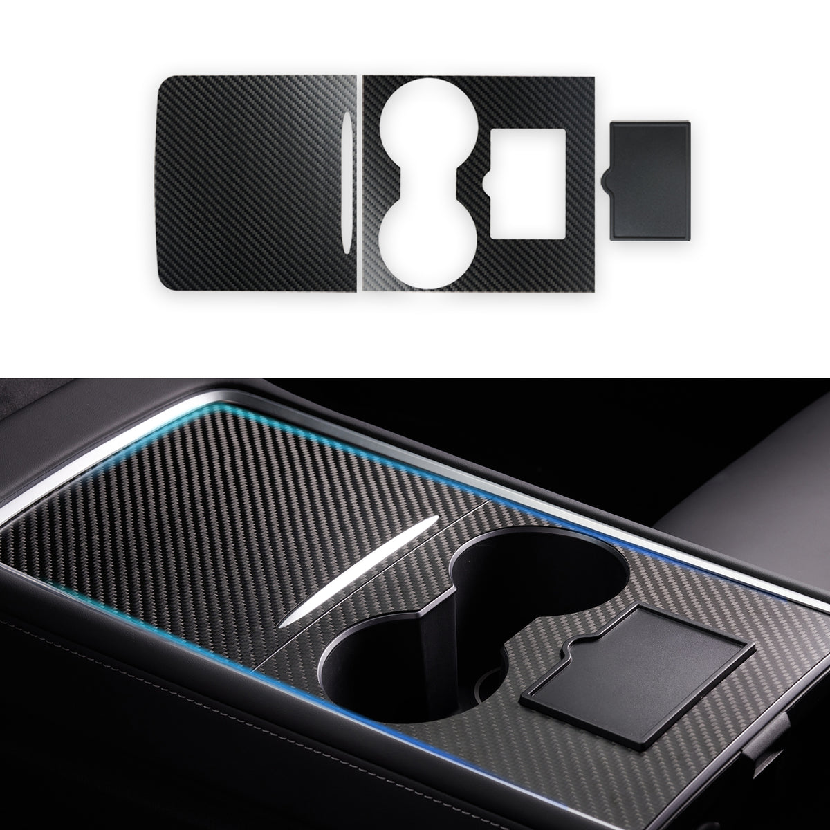 Nestour 2021 2022 Tesla Model 3 / Y Console Wrap (Matte Carbon Fiber)