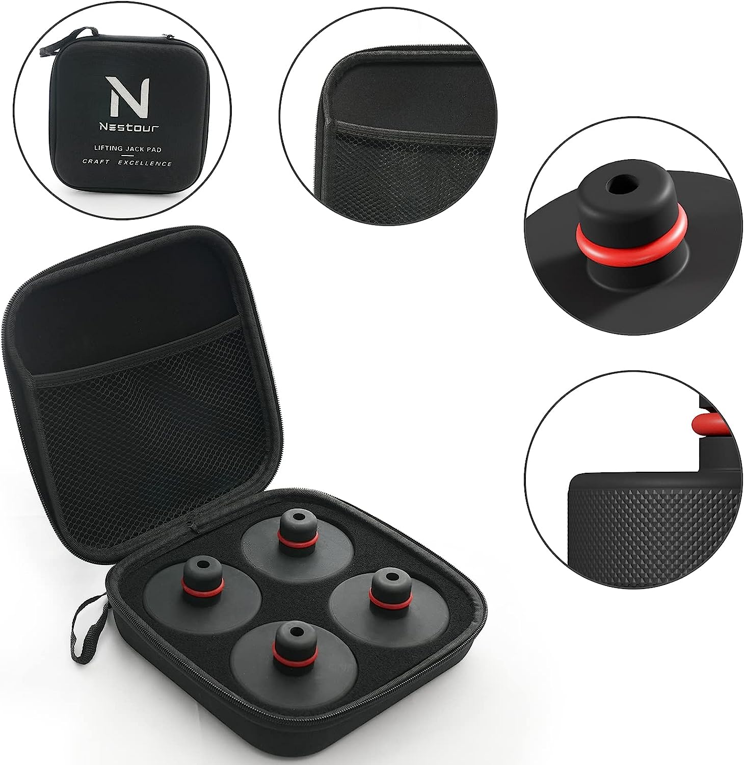 Nestour Tesla Rubber Jack Pad Adapter for Model 3/Y/X/S （4Pcs)