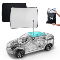 Nestour for Tesla Model Y Sunshade, Foldable Sunroof Window Shade Accessories Fit for Tesla Model Y 2020-2023, with UV/Heat Insulation Film