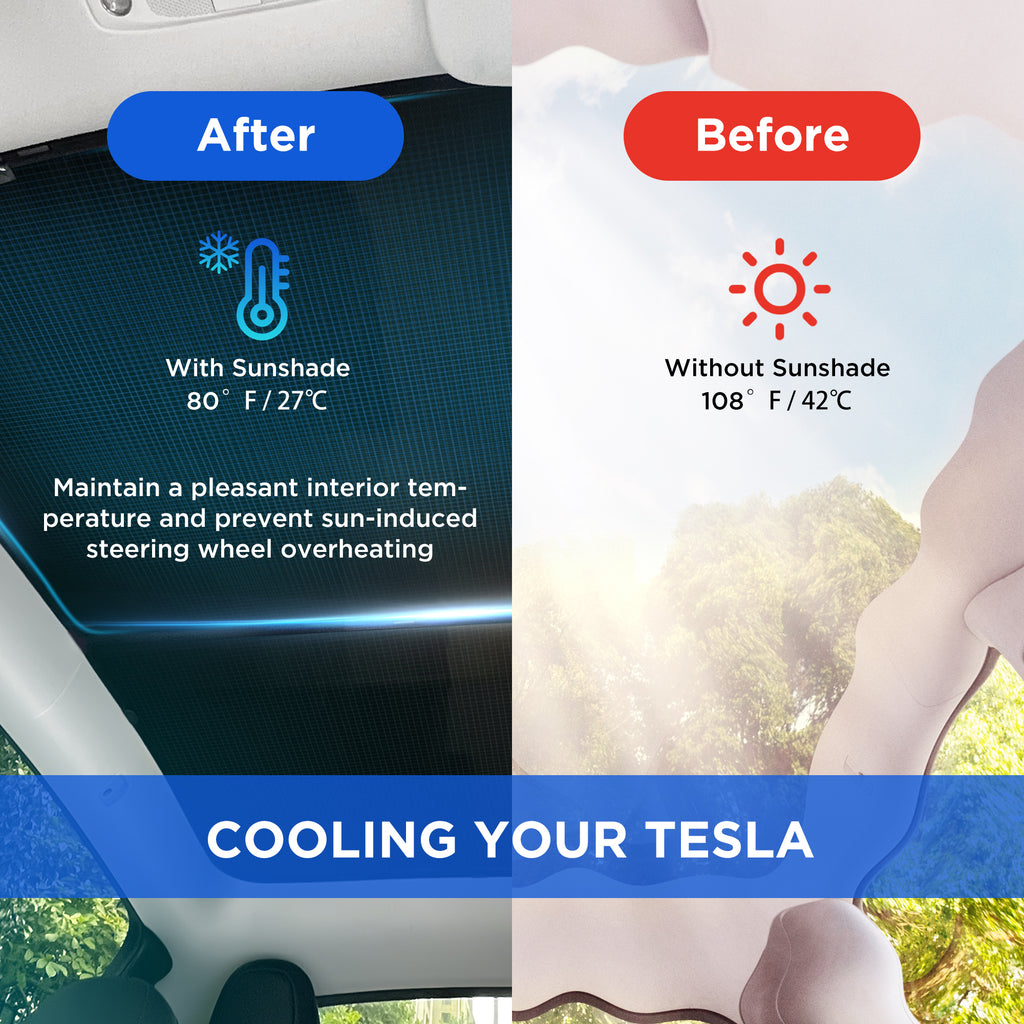 Nestour Tesla Model Y Sunshade, ice Crystal and Nano Coated Foldable Sunroof Window Shade Accessories Fit for Tesla Model Y2016-2023, with UV/Heat Insulation Film (Black Set of 2)