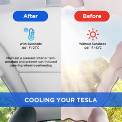 Nestour Tesla Model Y Sunshade, ice Crystal and Nano Coated Foldable Sunroof Window Shade Accessories Fit for Tesla Model Y2016-2023, with UV/Heat Insulation Film (White Set of 2)