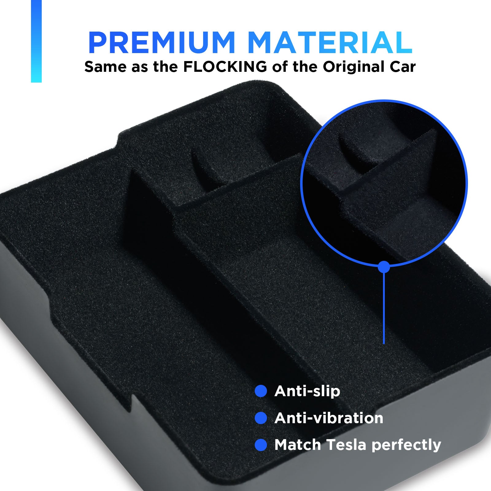 Nestour 2016-2020 Tesla Model 3 / Y Center Console Organizer  (Flocking)