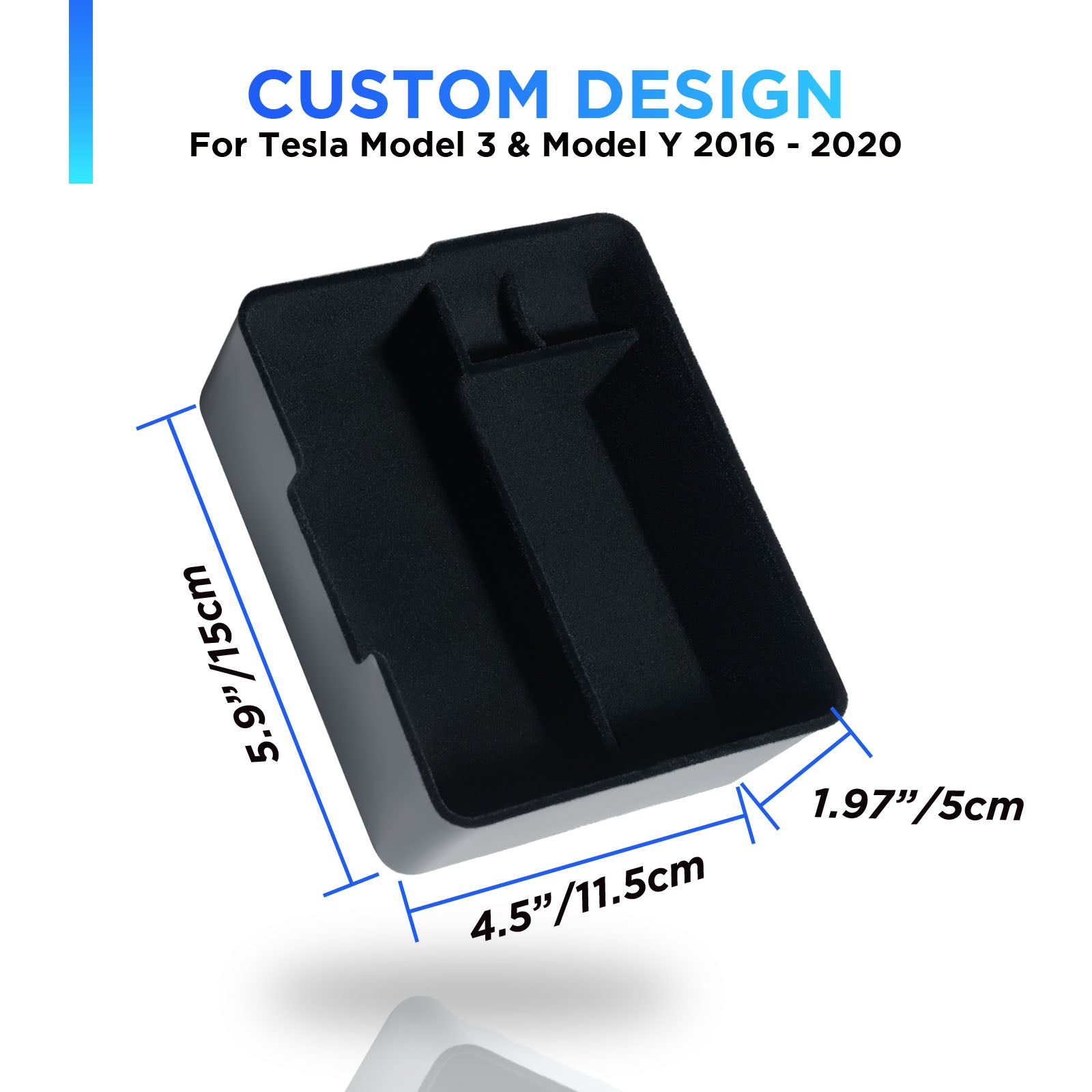Nestour 2016-2020 Tesla Model 3 / Y Center Console Organizer  (Flocking)