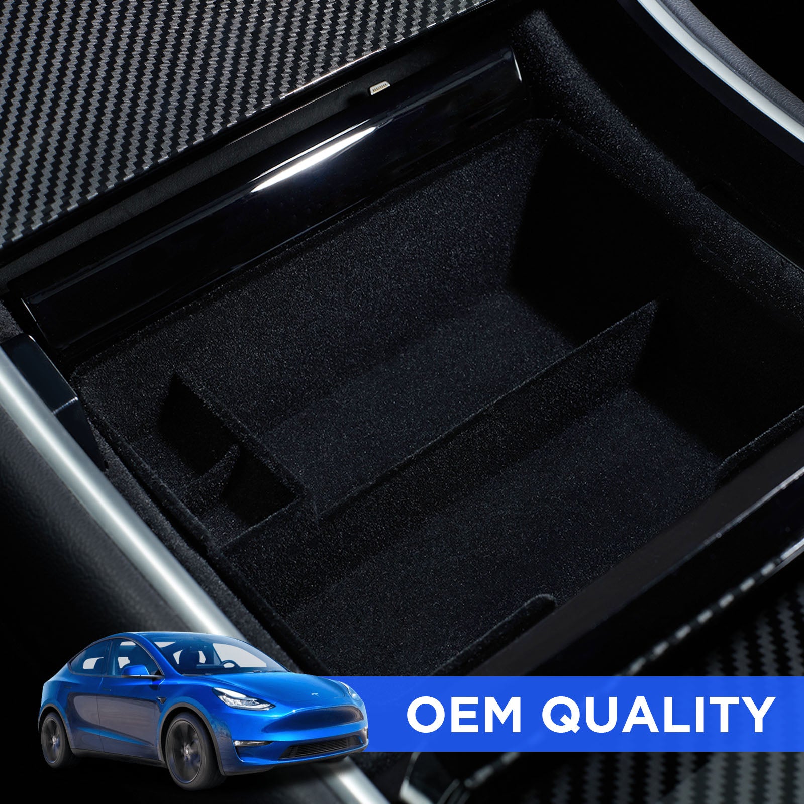 Nestour 2016-2020 Tesla Model 3 / Y Center Console Organizer  (Flocking)