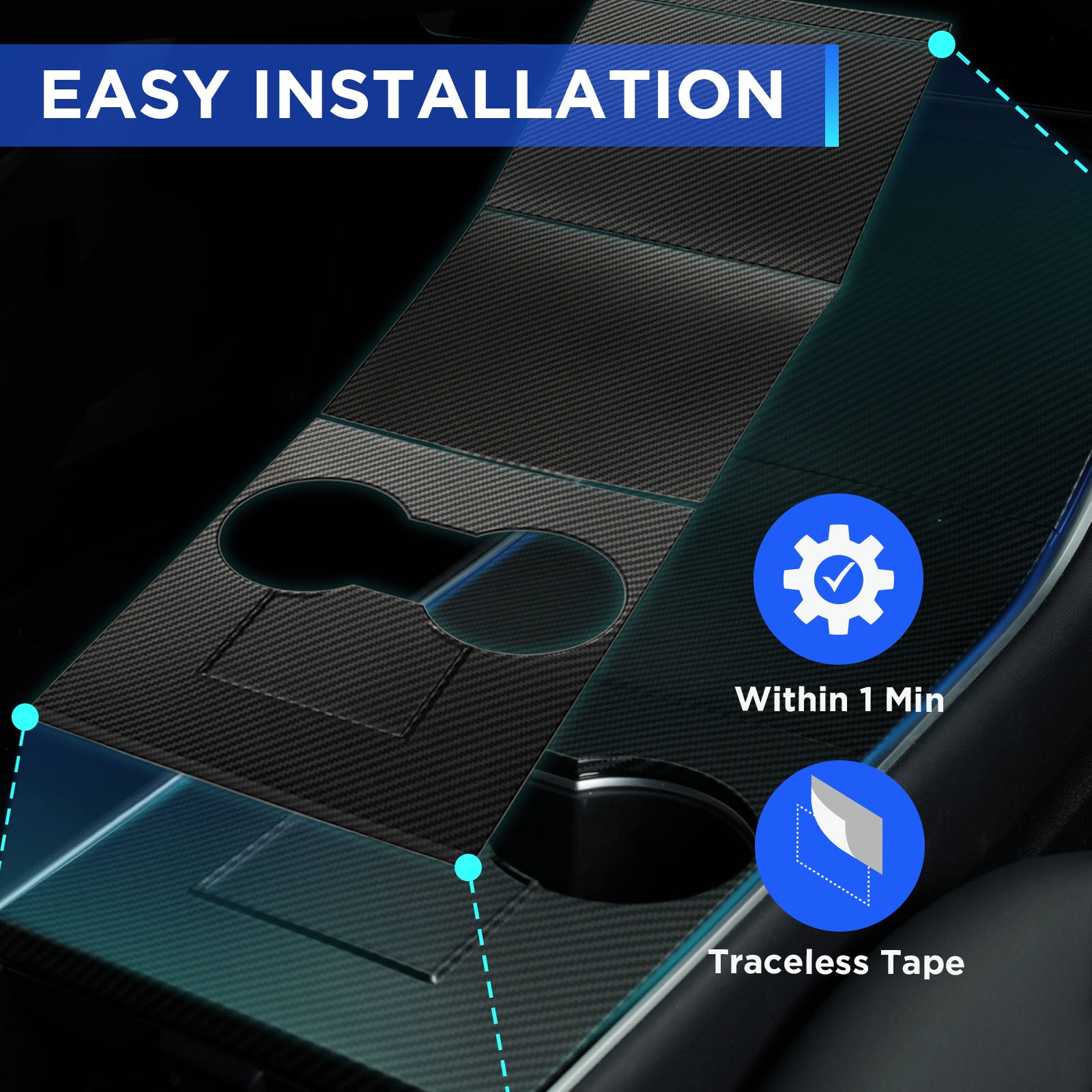 Nestour 2016-2020 Model 3 / Y Console Wrap (Matte Carbon Fiber)