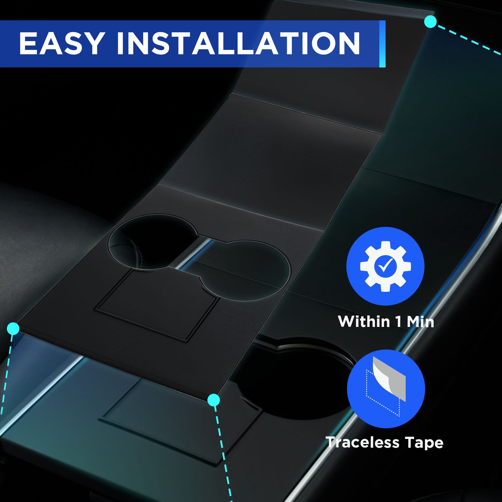 Nestour 2016-2020 Model 3 / Y Console Wrap (Matte Black)