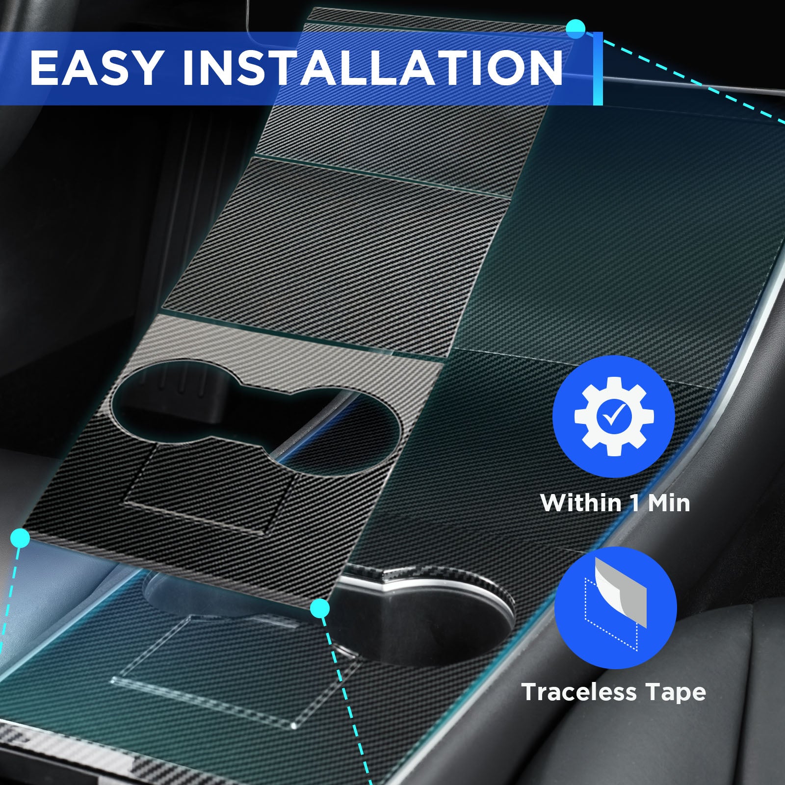 Nestour 2016-2020 Model 3 / Y Console Wrap (Glossy Carbon Fiber)