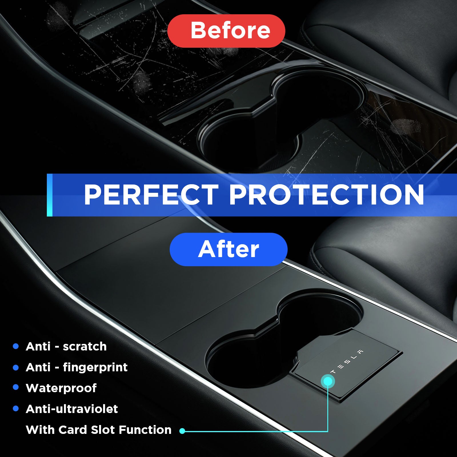 Nestour 2016-2020 Model 3 / Y Console Wrap (Matte Black)