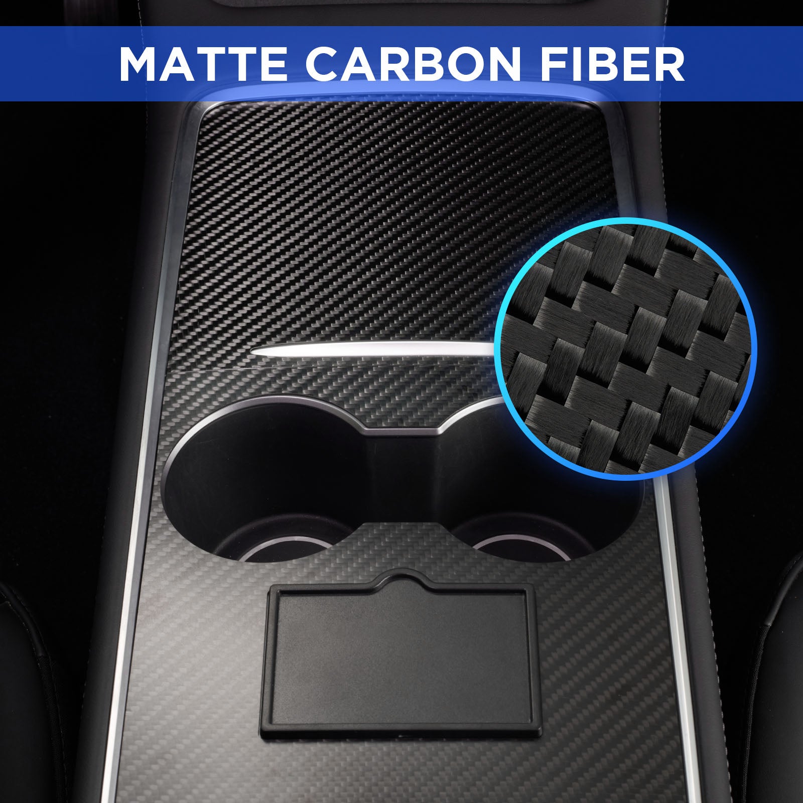 Nestour 2021 2022 Tesla Model 3 / Y Console Wrap (Matte Carbon Fiber)