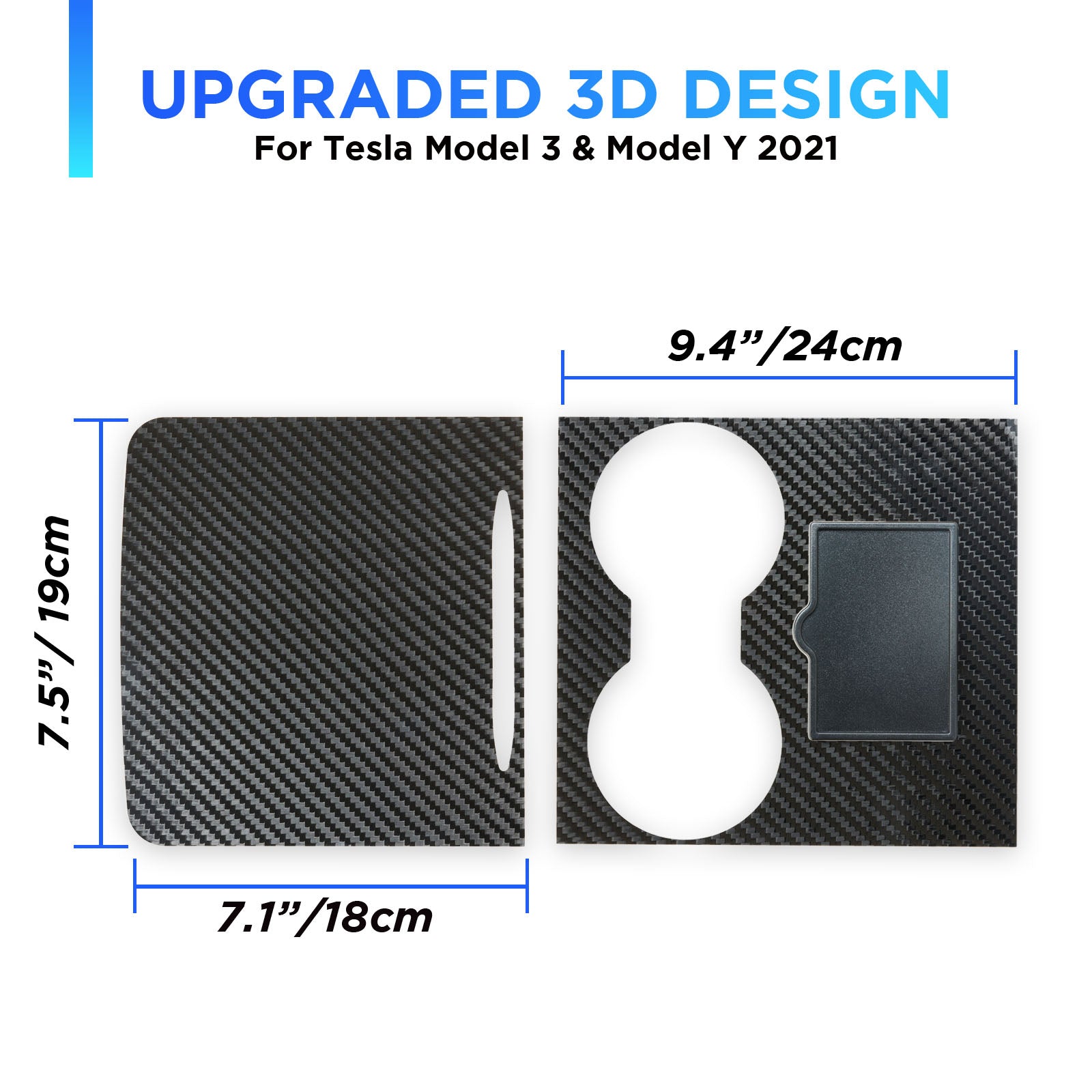 Nestour 2021 2022 2023 Tesla Model 3 / Y Console Wrap (Glossy Carbon Fiber)