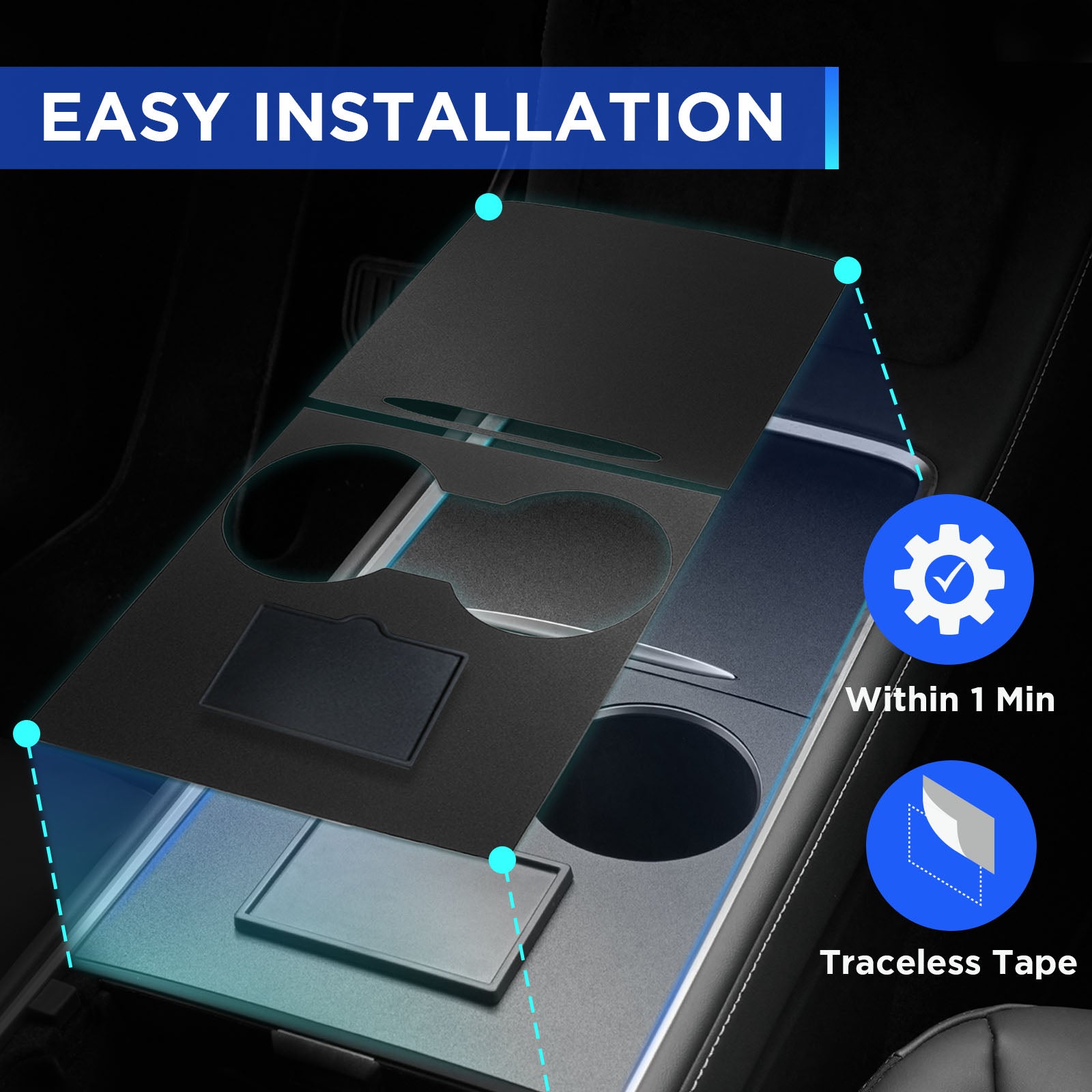 Nestour 2021 2022 2023 Tesla Model 3 / Y Console Wrap (Matte Black)