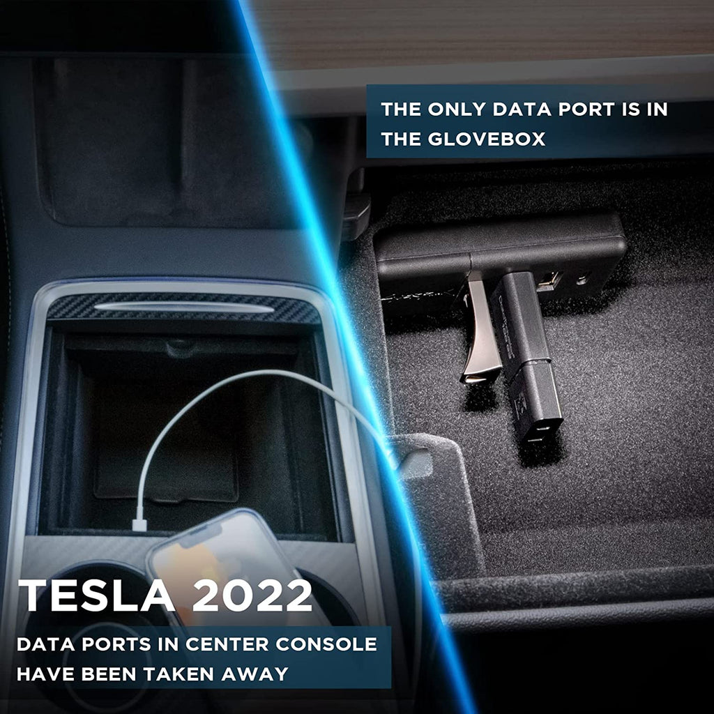 Nestour 2022 2023 Glovebox USB Hub for Model 3 Model Y, Charging & Data Transferring