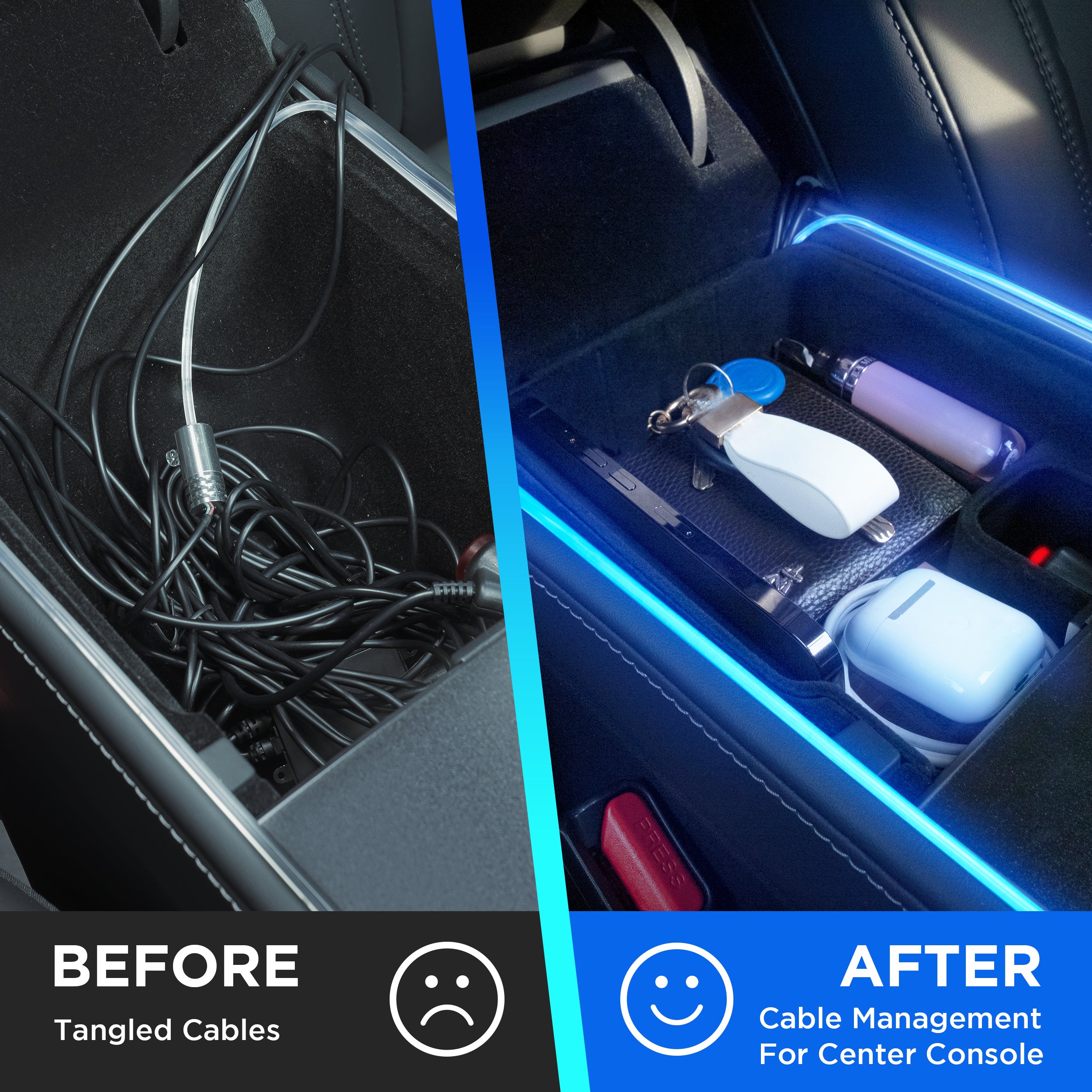 Nestour Armrest Organizer For Tesla Model 3/Y Designed Exclusively For Nestour Neon Lights