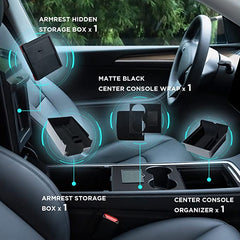 Nestour Upgraded 4PCS 2021 2022 2023 Tesla Model 3 Model Y Flocked Center Console Organizer