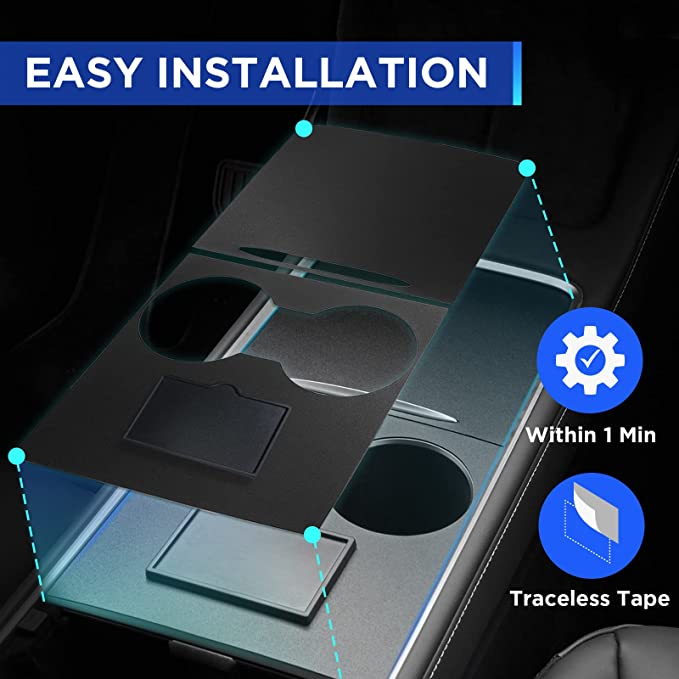 Nestour Upgraded 4PCS 2021 2022 2023 Tesla Model 3 Model Y Flocked Center Console Organizer